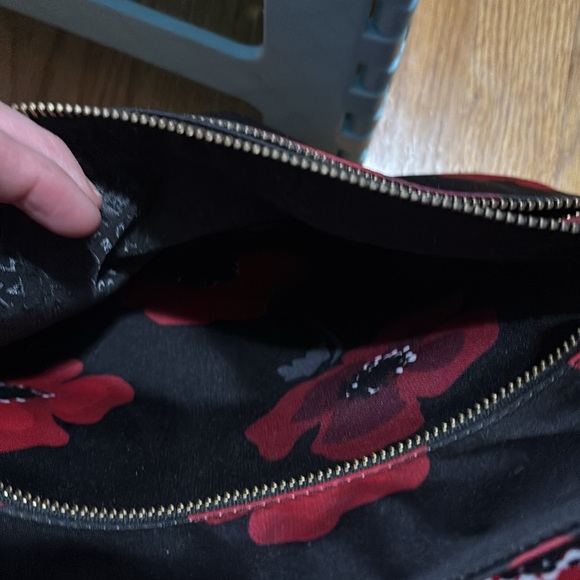 Kate Spade Black Red Floral Poppy Large Backpack Bag-pre-owned. - Picture 5 of 16